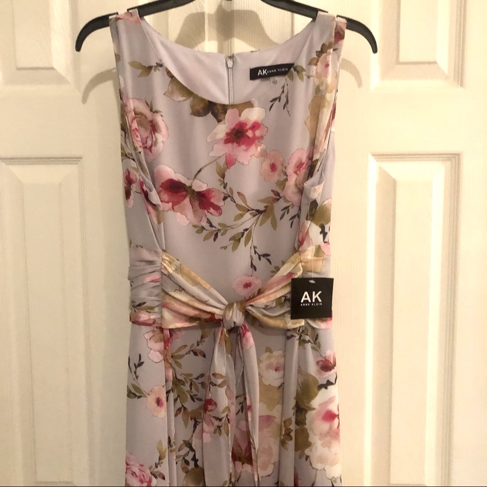 Anne Klein Gray & Pink Floral Dress. Sz Large. NWT
